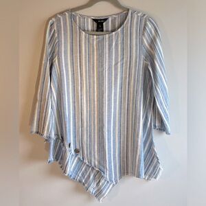 Ali Miles Top Women’s Size Small Stripe Asymmetric Linen Cotton Tunic NWT